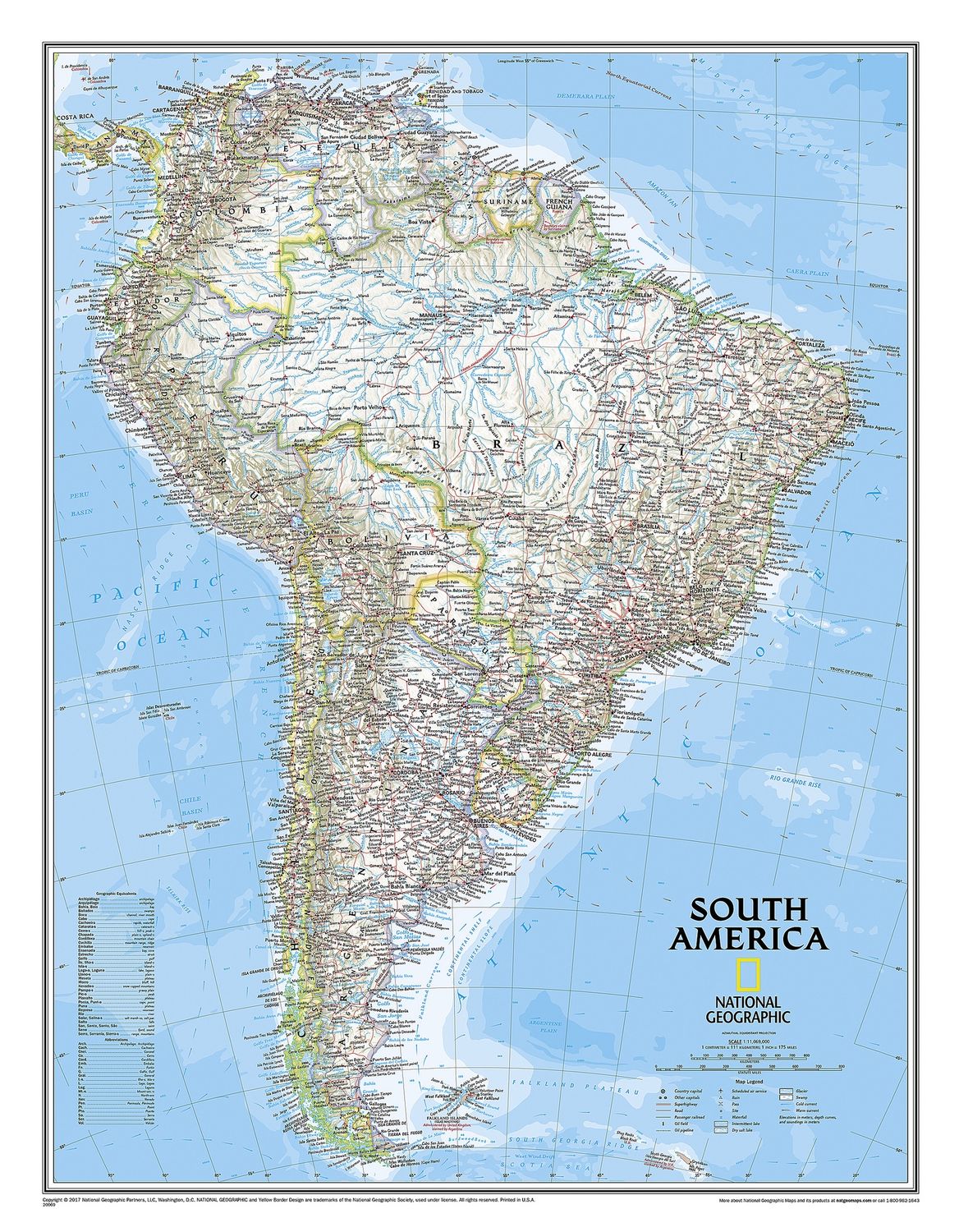 South America Wall Map · Nat Geo