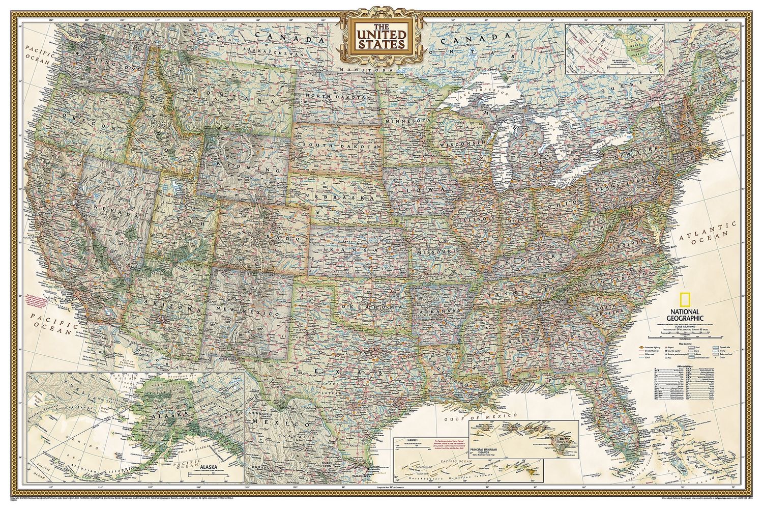 United States Wall Map, Executive · Nat Geo, Finish: Paper, Size: Small
