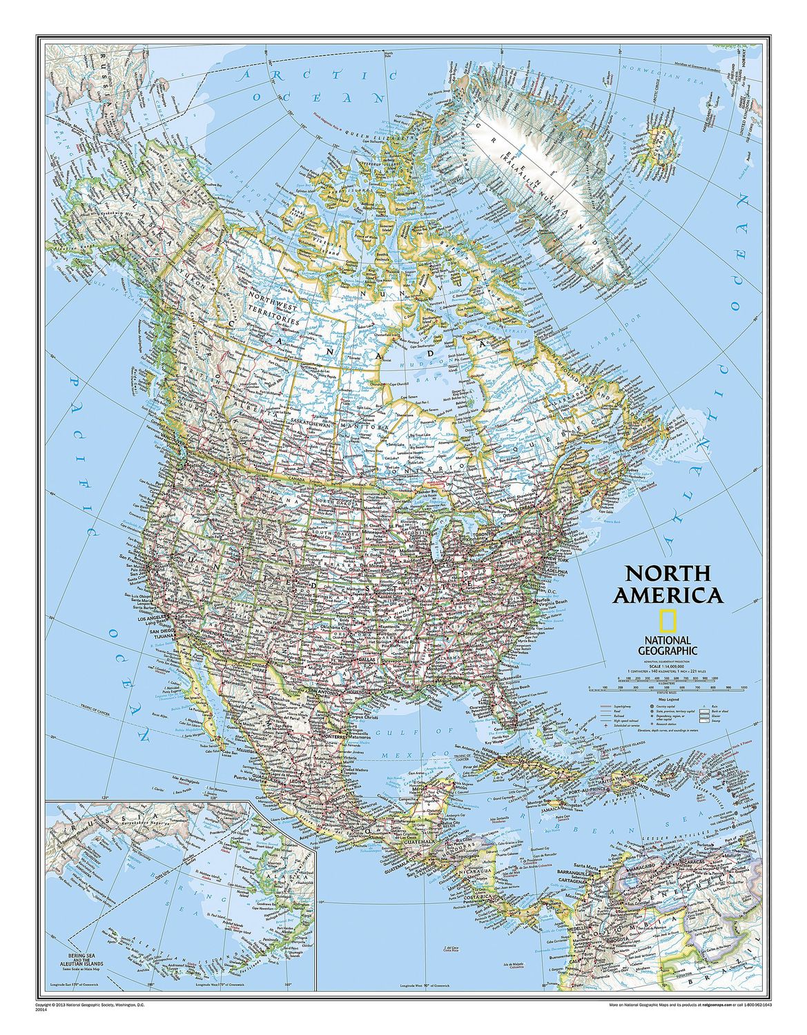 North America Wall Map · Nat Geo, Finish: Paper, Size: Small