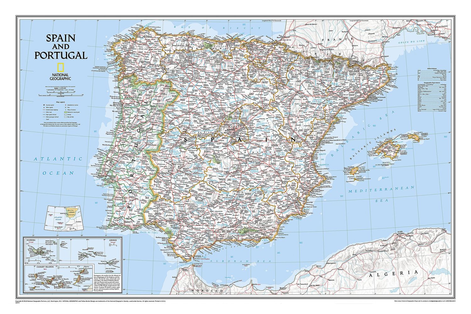 Spain &amp; Portugal Wall Map · Nat Geo