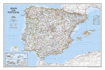 Spain &amp; Portugal Wall Map · Nat Geo
