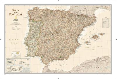 Spain &amp; Portugal Wall Map, Executive · Nat Geo
