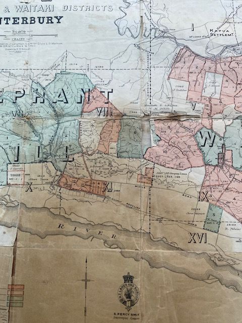Original 1899 Waikakahi Estate Map – Elephant Hill &amp; Waitaki (Linen Backed)”