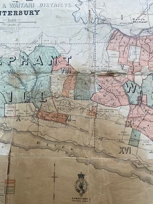 Original 1899 Waikakahi Estate Map – Elephant Hill &amp; Waitaki (Linen Backed)”