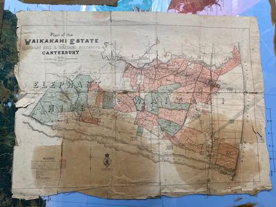 Original 1899 Waikakahi Estate Map – Elephant Hill &amp; Waitaki (Linen Backed)”