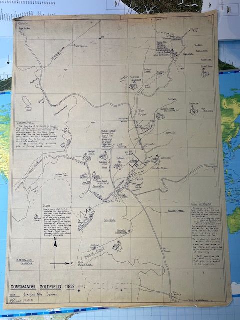 Sketch map of the Coromandel Goldfield 1852