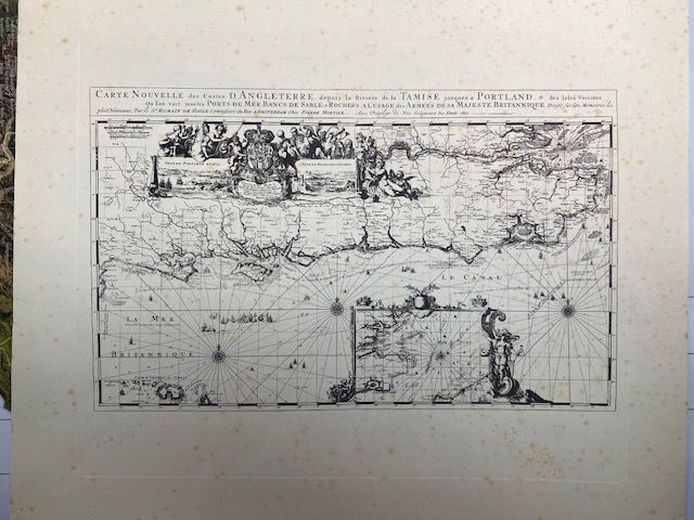 Thames River to Portland, England - Nautical Chart, 1693 - Historical Map Print