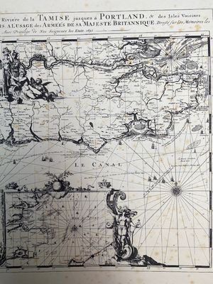 Thames River to Portland, England - Nautical Chart, 1693 - Historical Map Print