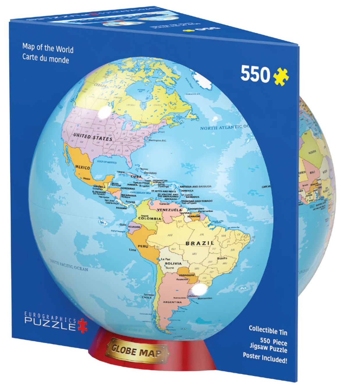 World Map Puzzle Tin