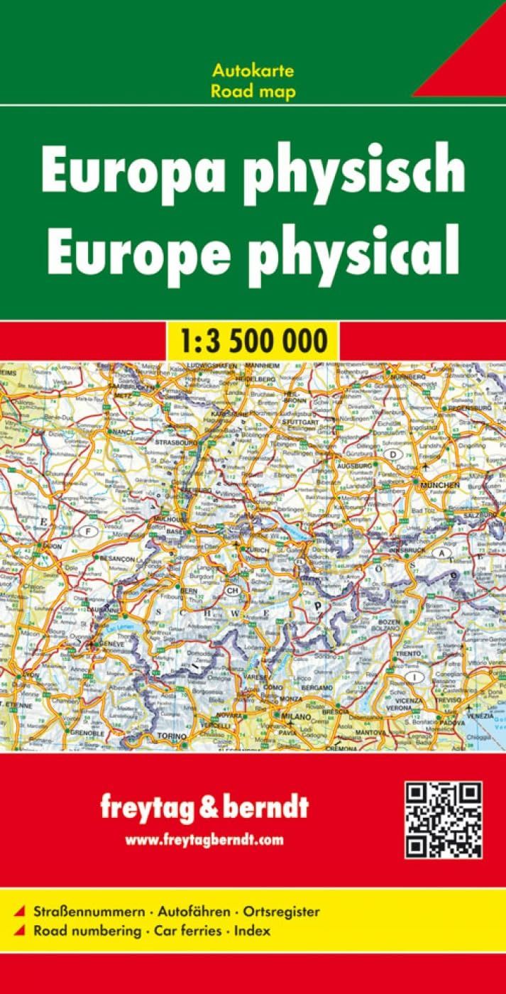 Europe Physical Map · Freytag &amp; Berndt