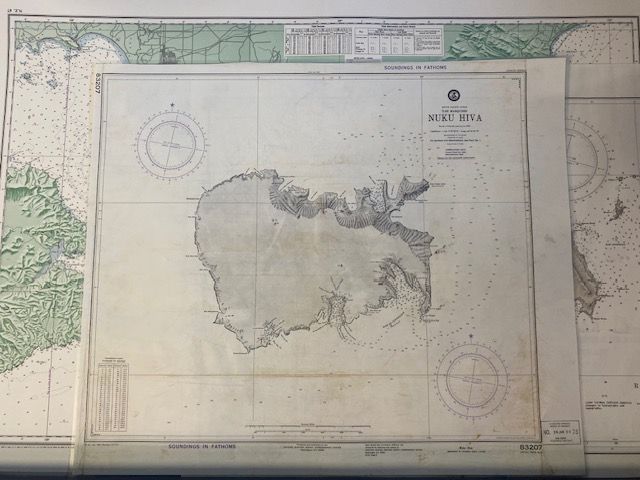 Vintage Sea Chart Of the Iles Marquises NUKU HIVA 1947