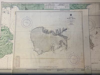 Vintage Sea Chart Of the Iles Marquises NUKU HIVA 1947