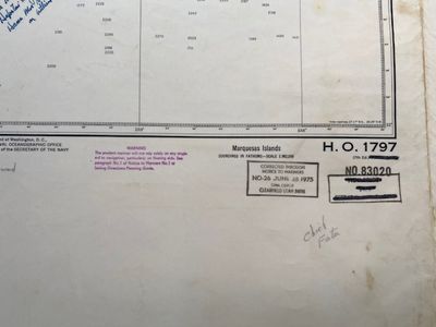 Vintage Sea Chart of the Marquesas Island 7th Edition 1920 (revised 1968)