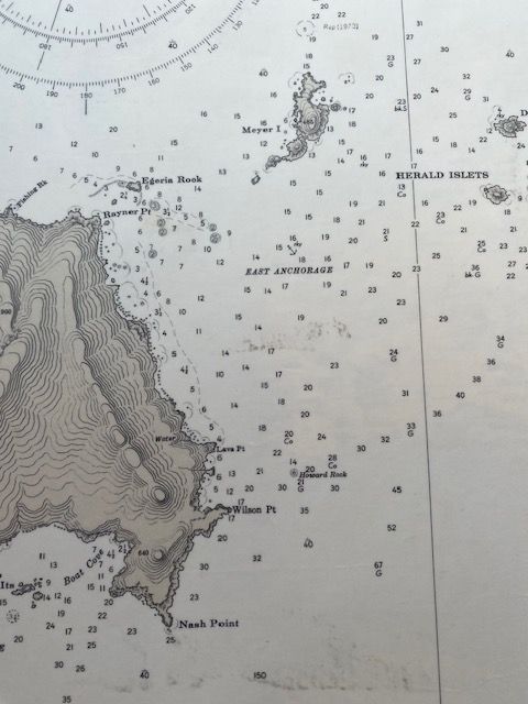 Vintage Sea Chart of Raoul Island 5th Edition 1944 (1968 revision)
