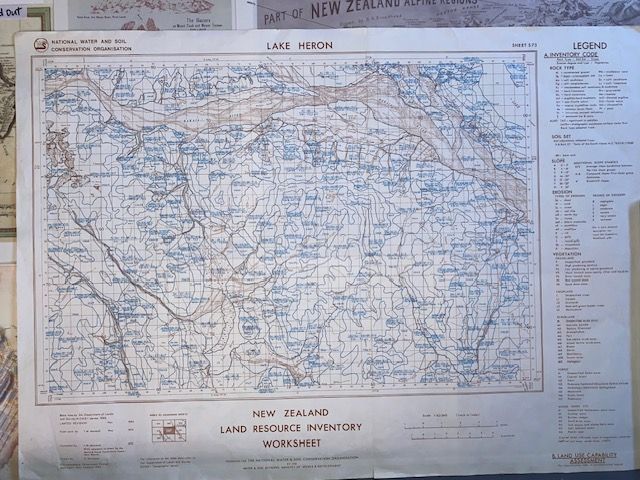 Rare First-Edition New Zealand Land Resource Inventory (NZLRI) Map Worksheet – Sheet S73 (Lake Heron)