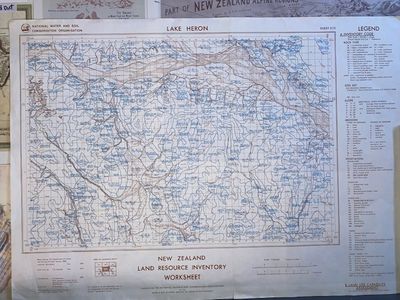 Rare First-Edition New Zealand Land Resource Inventory (NZLRI) Map Worksheet – Sheet S73 (Lake Heron)