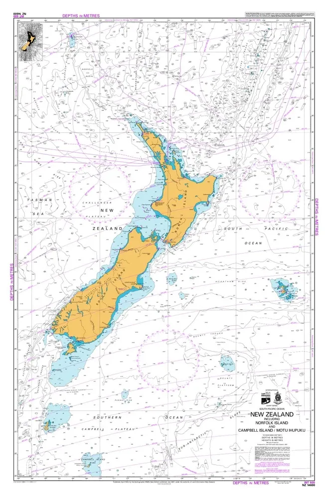 Genuine NZ 14600 Small-Scale Sea Chart (July 2007 Print) - 1100x720mm