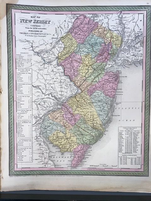 Original 1854 Mitchell Map of New Jersey