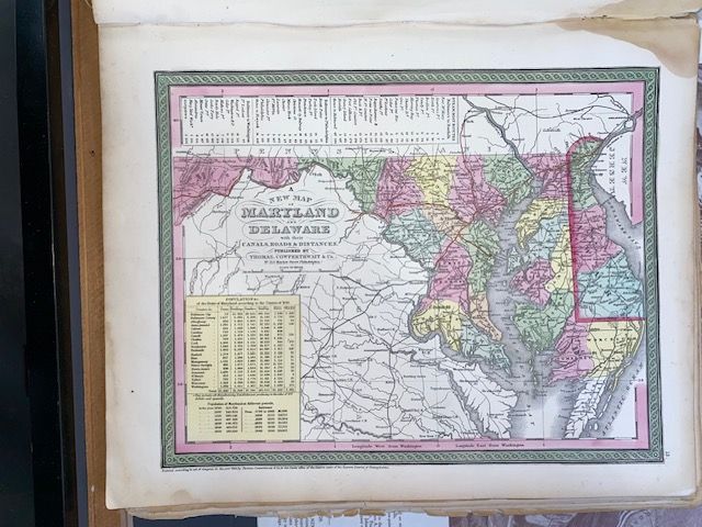 Original 1854 Mitchell A New Map of  Maryland and Delaware