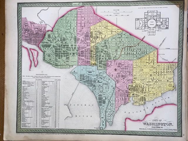 Rare, Antique 1854 Mitchell Map City of Washington