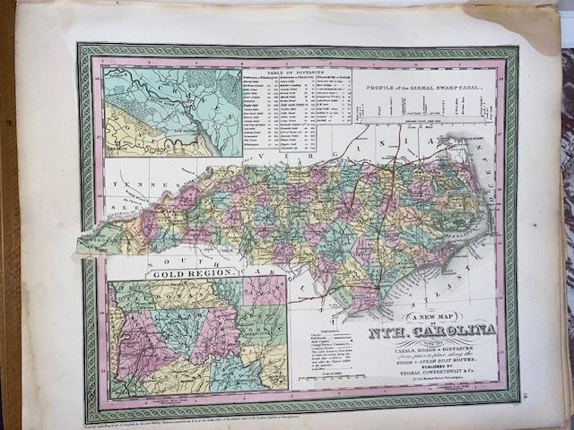 Antique 1854 Mitchell "A New Map of North Carolina"