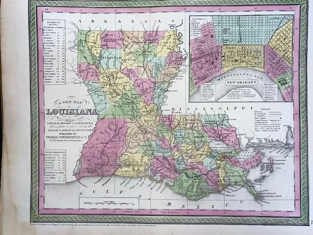 Antique 1854 Mitchell "A New Map of Louisiana"