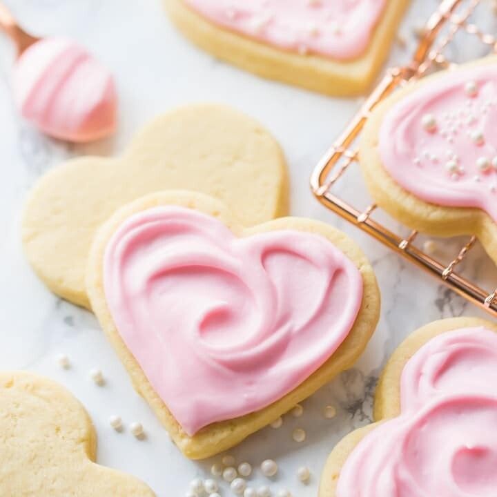 Buttercream Iced Sugar Cookie Hearts - 1 Dozen