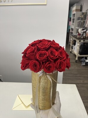 Forever Love in a Tall Gold Vase