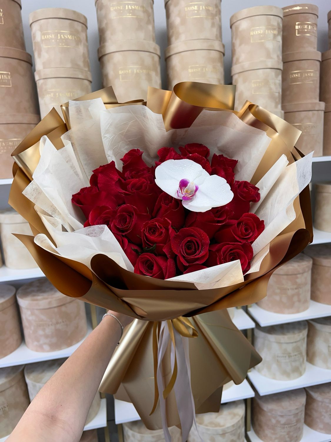 European Wrapped *Red* Rose Bouquet (2-Dozen, Long-Stem)