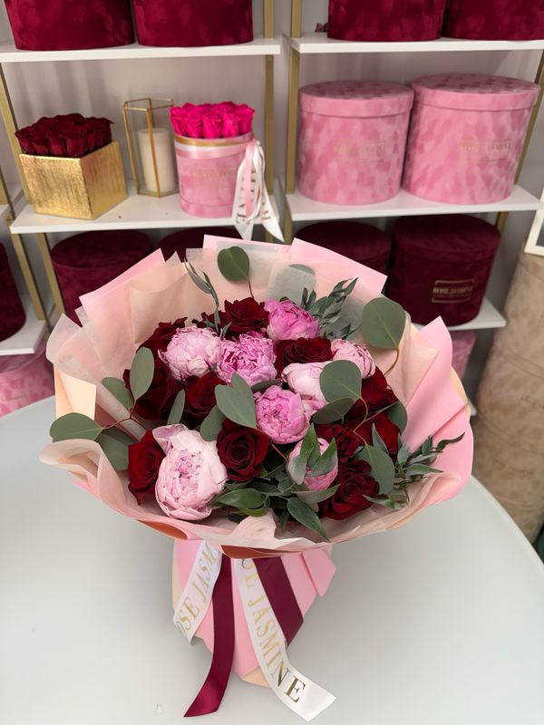 Peonies & Roses Wrapped Bouquet