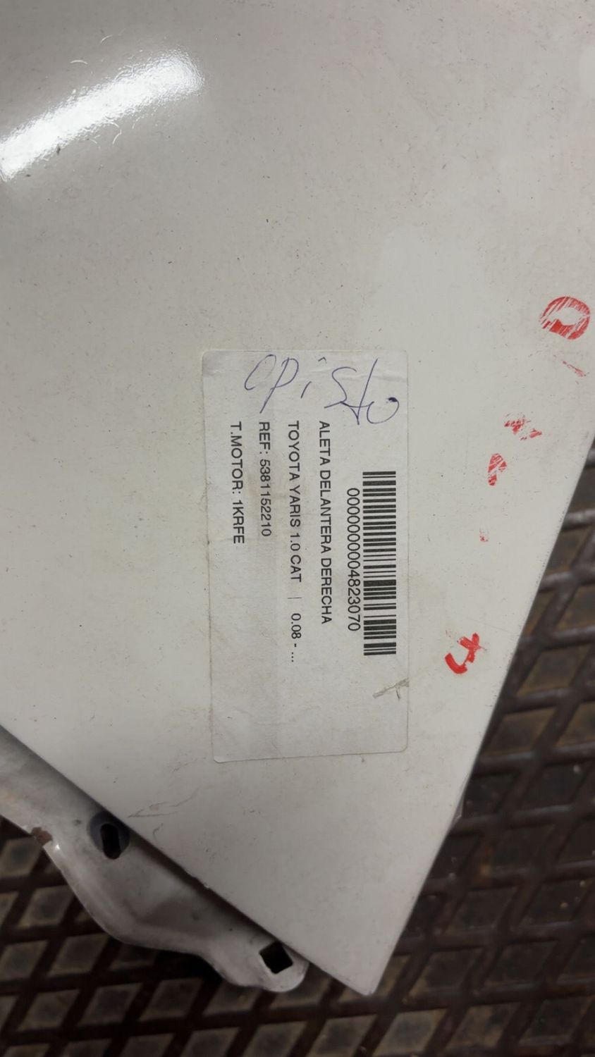 Aile avant droite occasion Toyota YARIS (_P9_) 1.33 vvt-i (nsp90_) (2008-2011) 5381152210