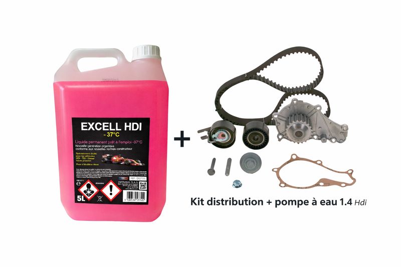 kit distribution pompe a eau plus refroidissement 1.4 hdi