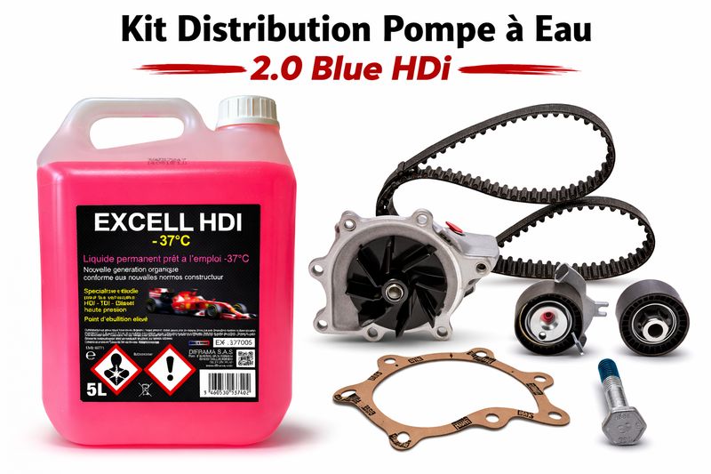 kit distribution pompe a eau plus refroidissement 2.0blue hdi