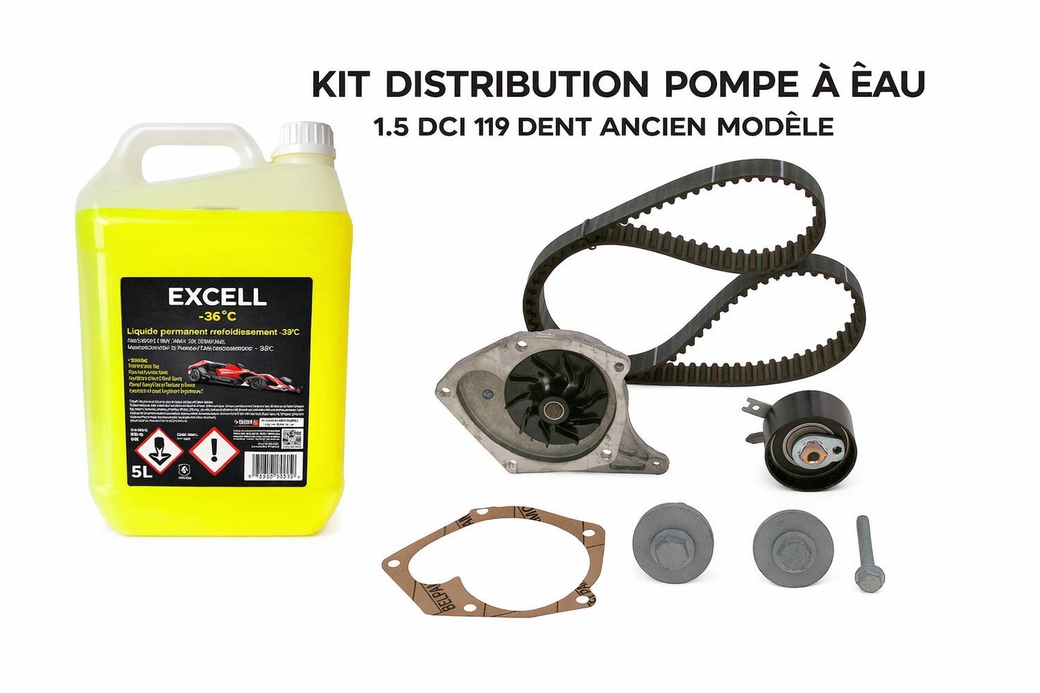 kit dst pompe a eau plus refroidissement 1.5 dci 119 dent ancien modèle