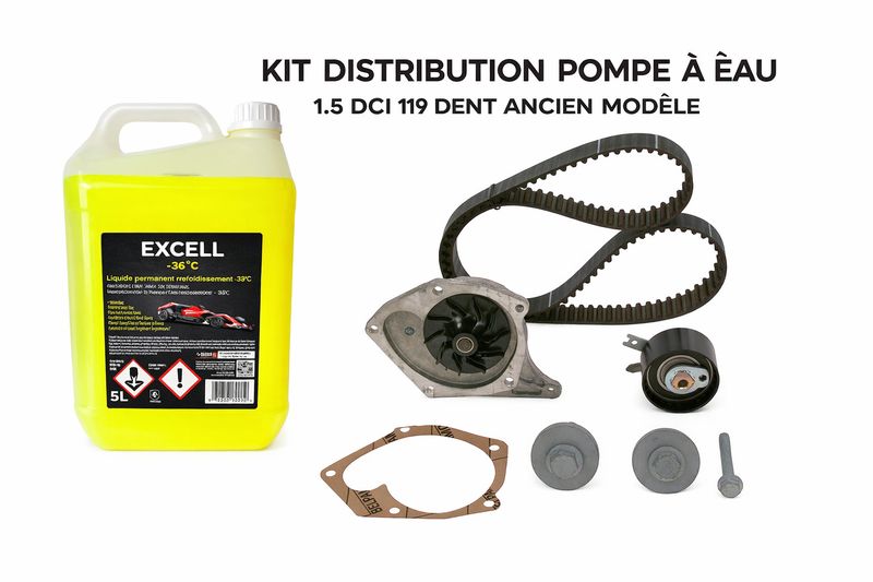 kit dst pompe a eau plus refroidissement 1.5 dci 119 dent ancien modèle