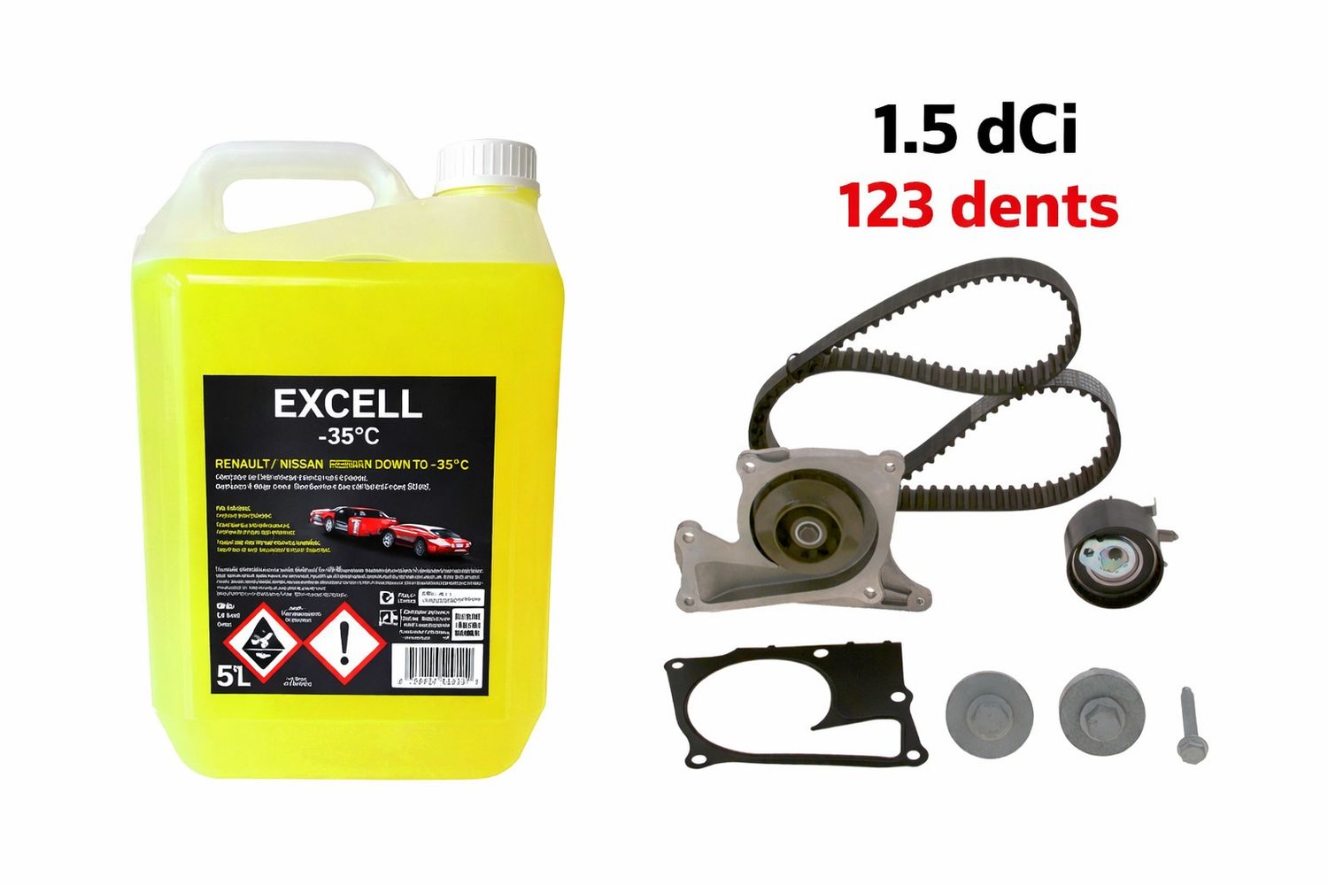 kit dst pompe a eau refroidisement 1.5dci 123 dent