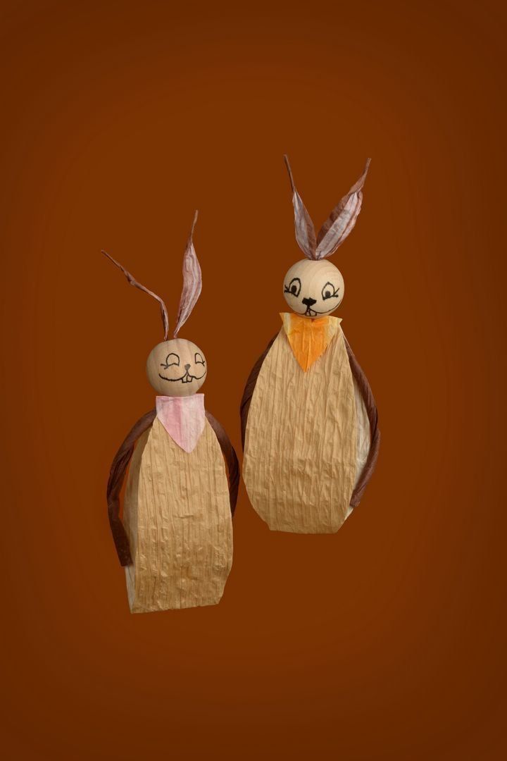 Osterhasen beige aus finnischen Papiergarnen Materialpackung