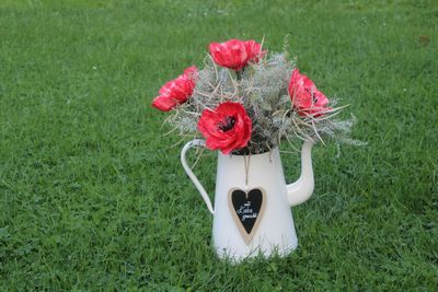 Mohnblumen  rot aus finnischen Papiergarnen Materialpckung