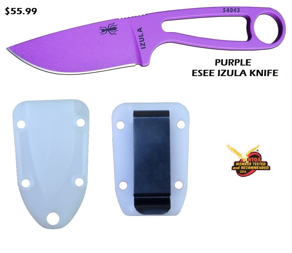 ESEE Knives Izula Purple with White Sheath Authorized Dealer IZULA-PURP 