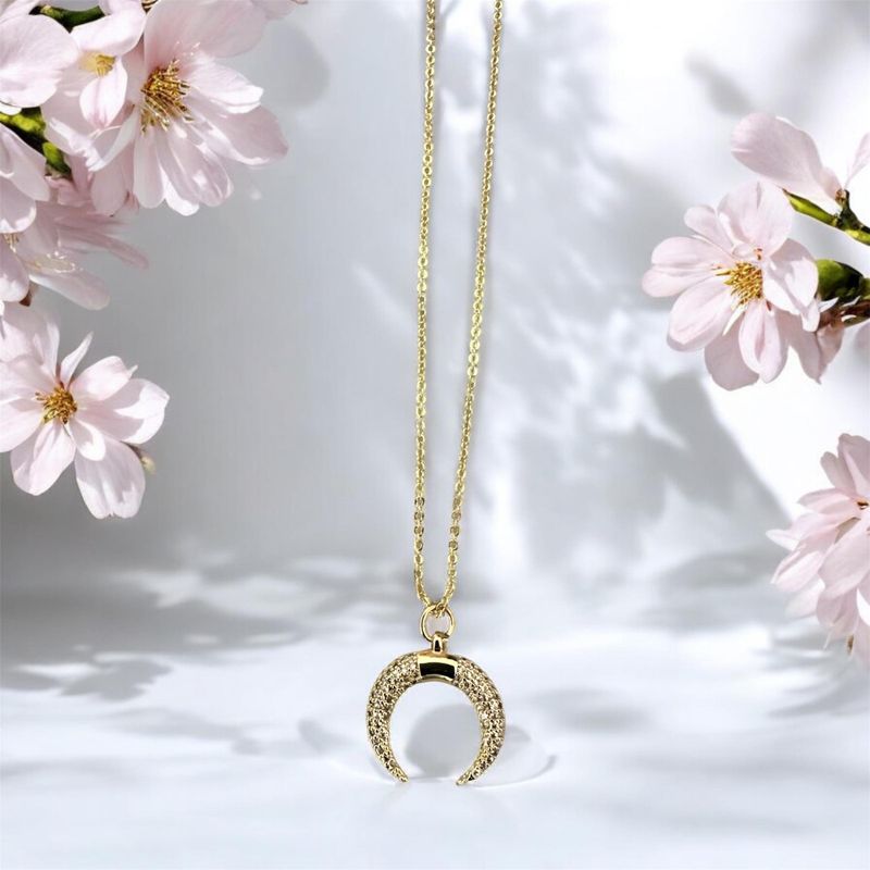Elegant Gold Necklace with Half Moon Pendant