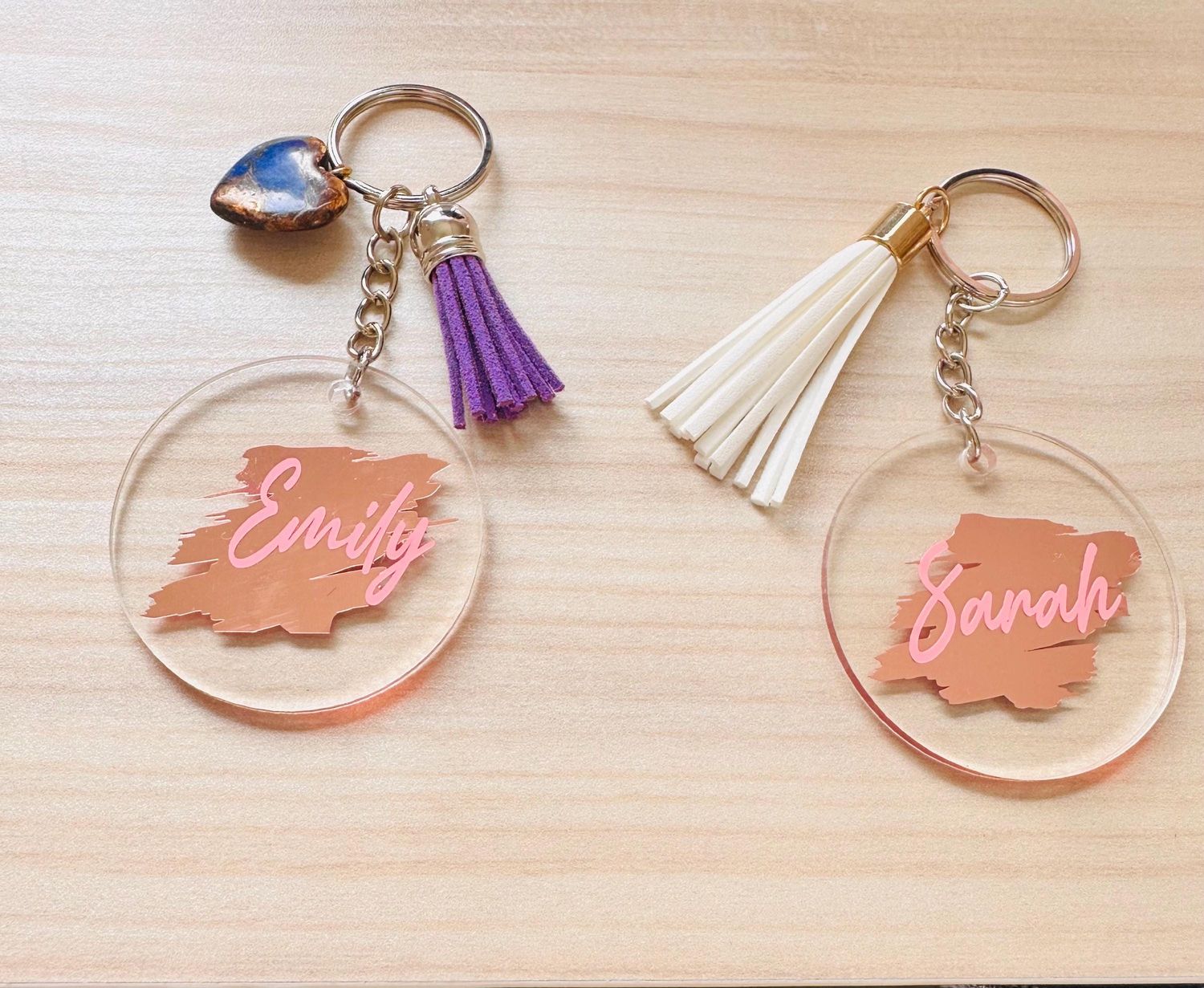 Transparent name keychains