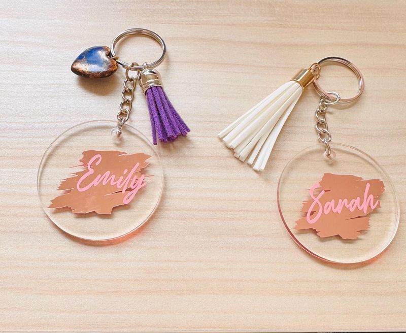 Transparent name keychains