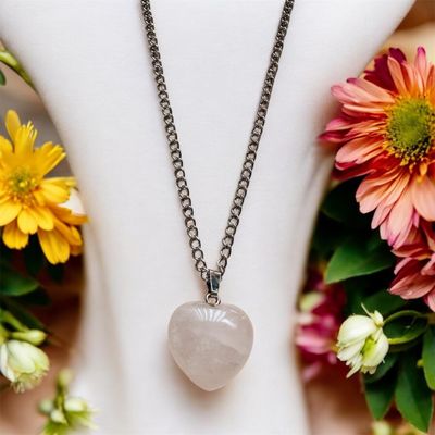 Rose quartz heart necklace