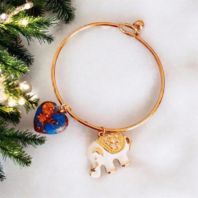 Whimsical Elephant &amp; Heart Charm Bracelet