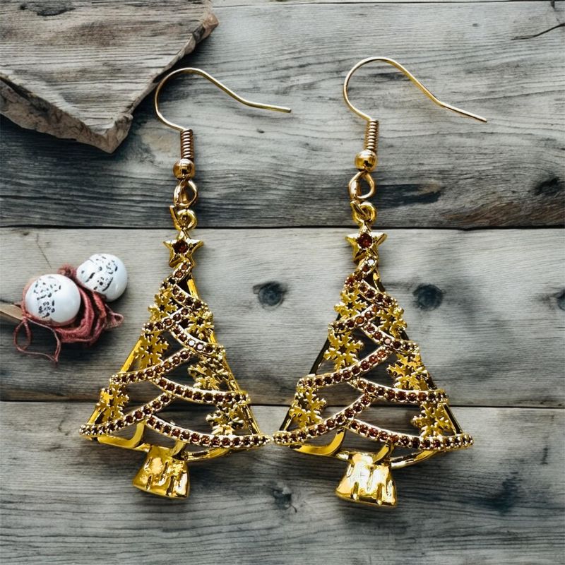 Christmas Dangle earrings| Gifts for her| Dangle Earrings|Tree Earrings|Gold Plated|Christmas presents| Festive Wear|Birthday presents