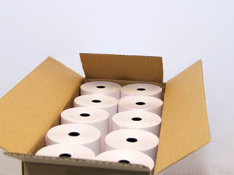 76mm x 76mm White Pink Till Rolls