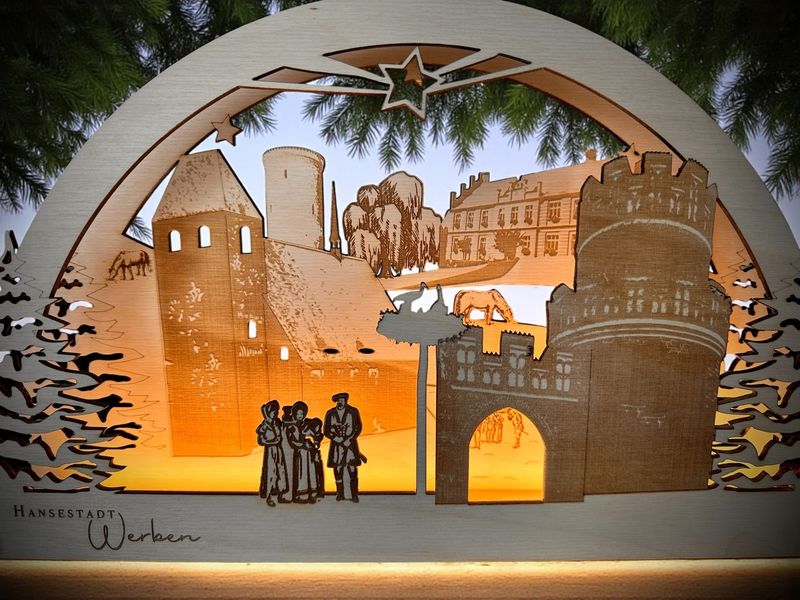 Schwibbogen „Werben“ mit LED-Beleuchtung