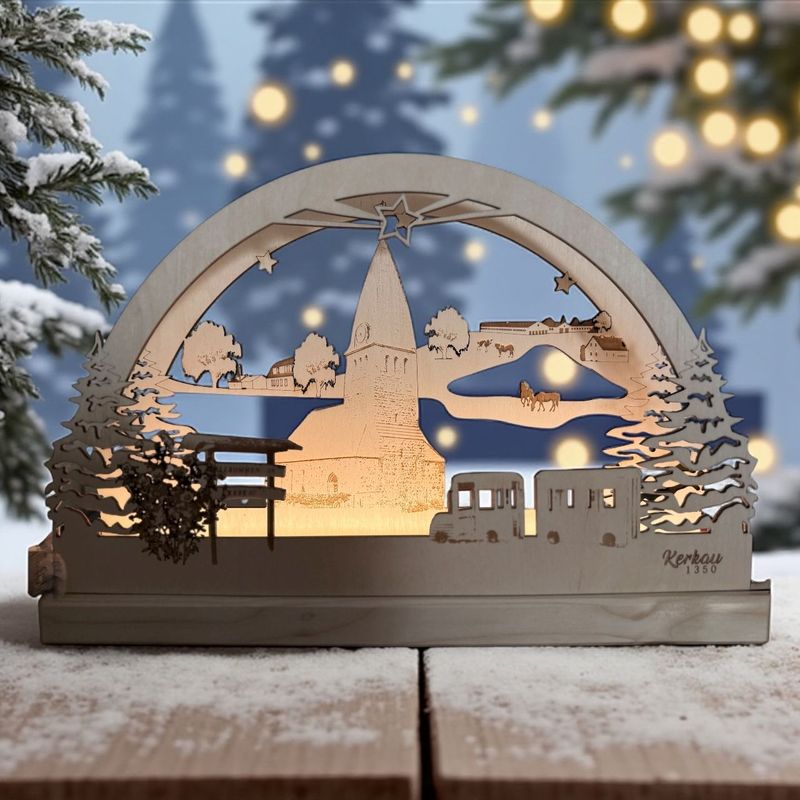 Schwibbogen „Kerkau“ mit LED-Beleuchtung