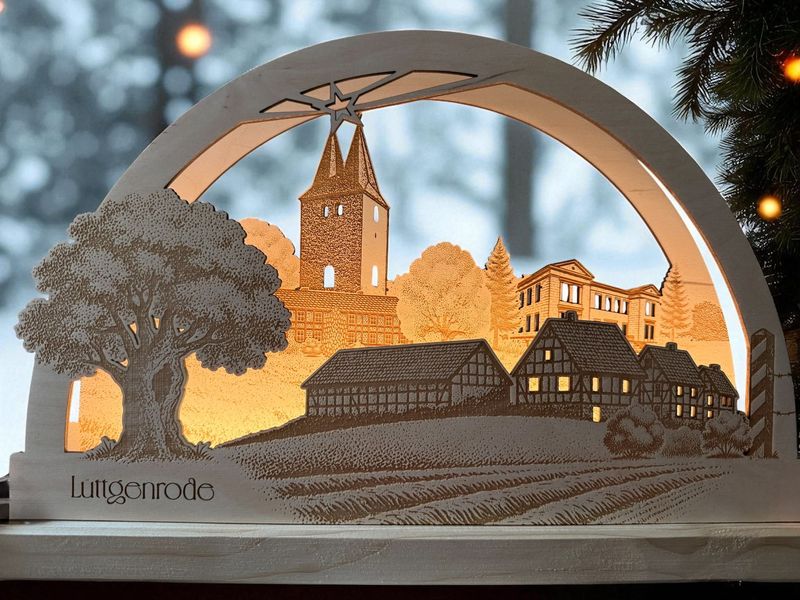 Schwibbogen „Lüttgenrode“ mit LED-Beleuchtung