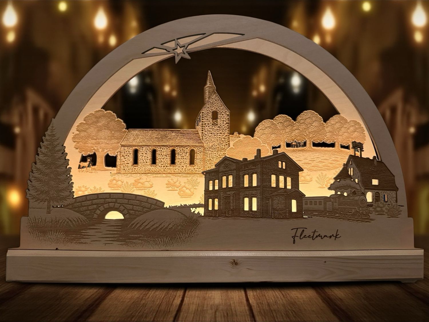 Schwibbogen „Fleetmark“ mit LED-Beleuchtung